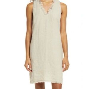 TOMMY BAHAMA TWO PALMS RUFFLE LINEN DRESS NATURAL SIZE M